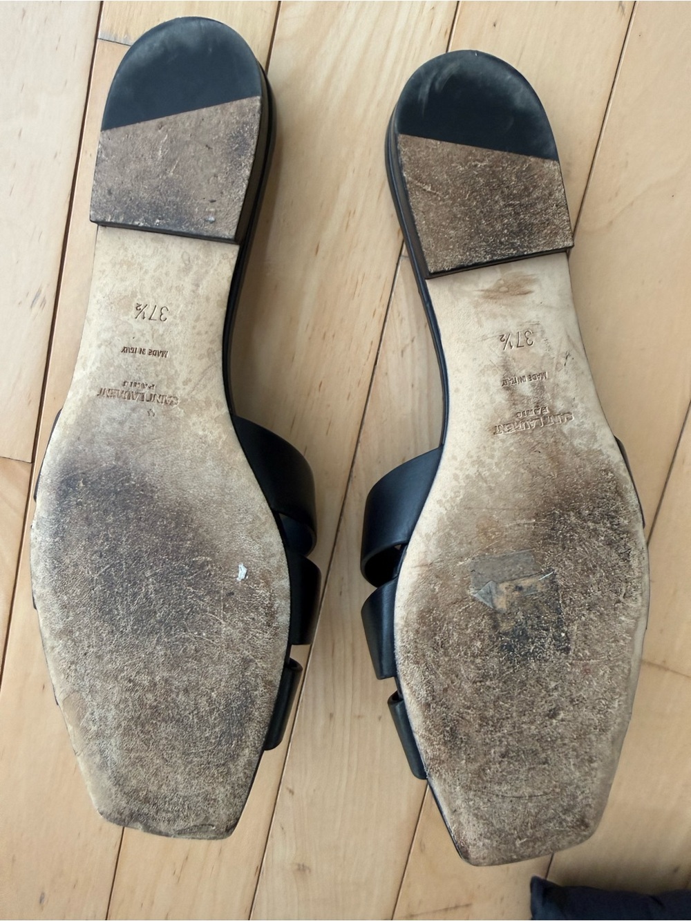 YSL TRIBUTE SANDALS IN SMOOTH LEATHER BLACK US SIZE 7.5 - Picture 12 of 14